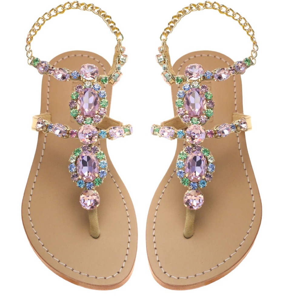 Rhinestone Pink and Gold Sandals - Picture 5 of 5